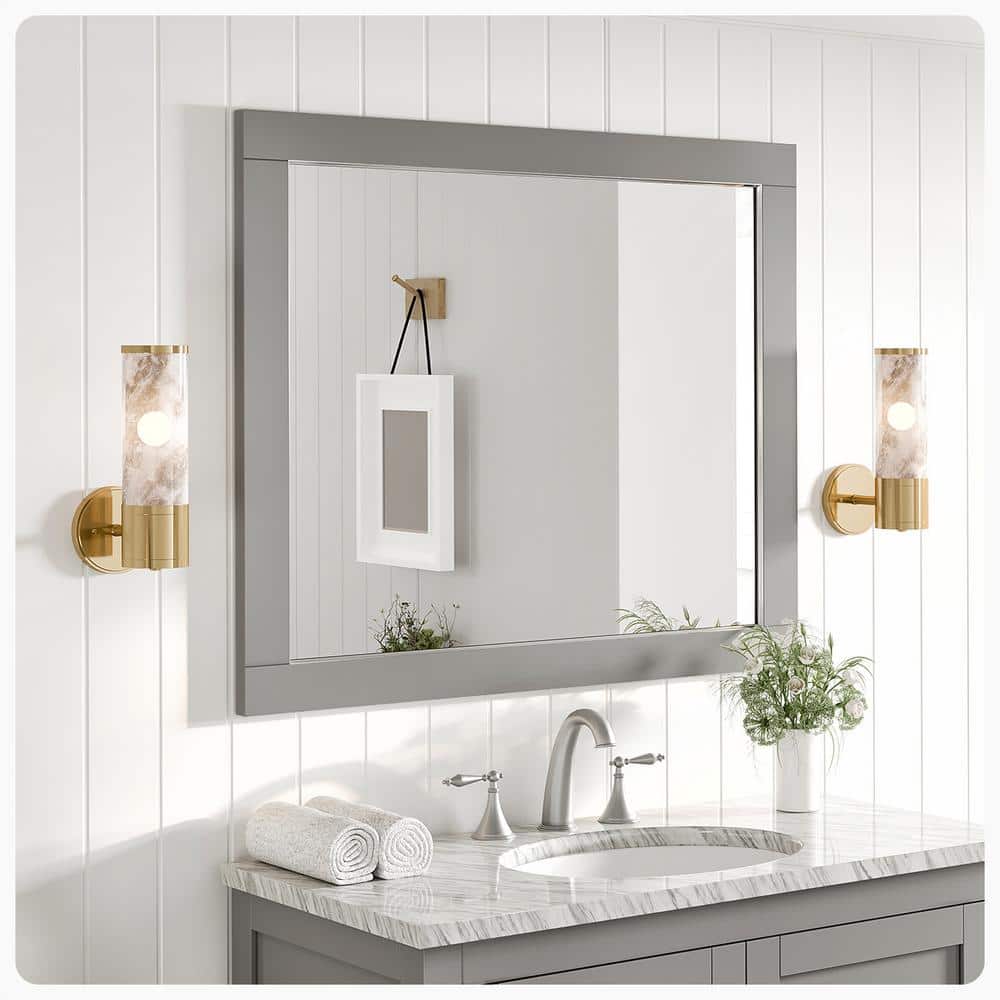 Eviva Aberdeen 36 in. W x 30 in. H Framed Rectangular Bathroom Vanity Mirror in Grey EVMR412 36X30 GR The Home Depot