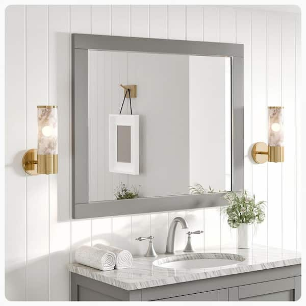 Aberdeen 36 in. W x 30 in. H Framed Rectangular Bathroom Vanity Mirror in Grey