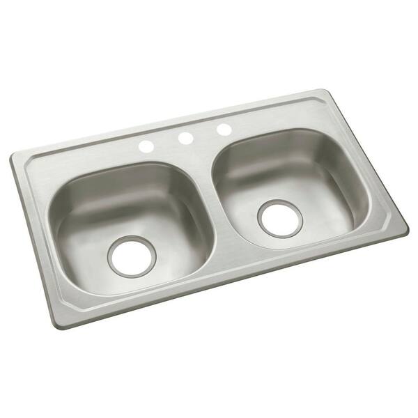 Unbranded Sterling Self-Rimming 33x19x6 3 Hole Specialty Sink in Stainless Steel-DISCONTINUED