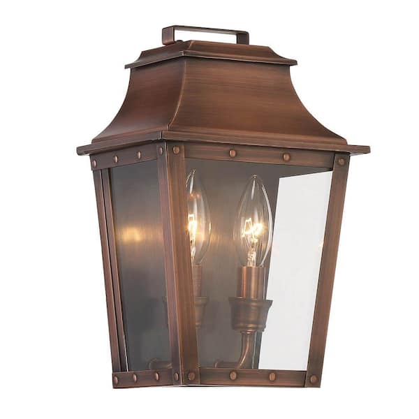 Coventry Collection 2-Light Copper Patina Outdoor Wall Lantern Sconce