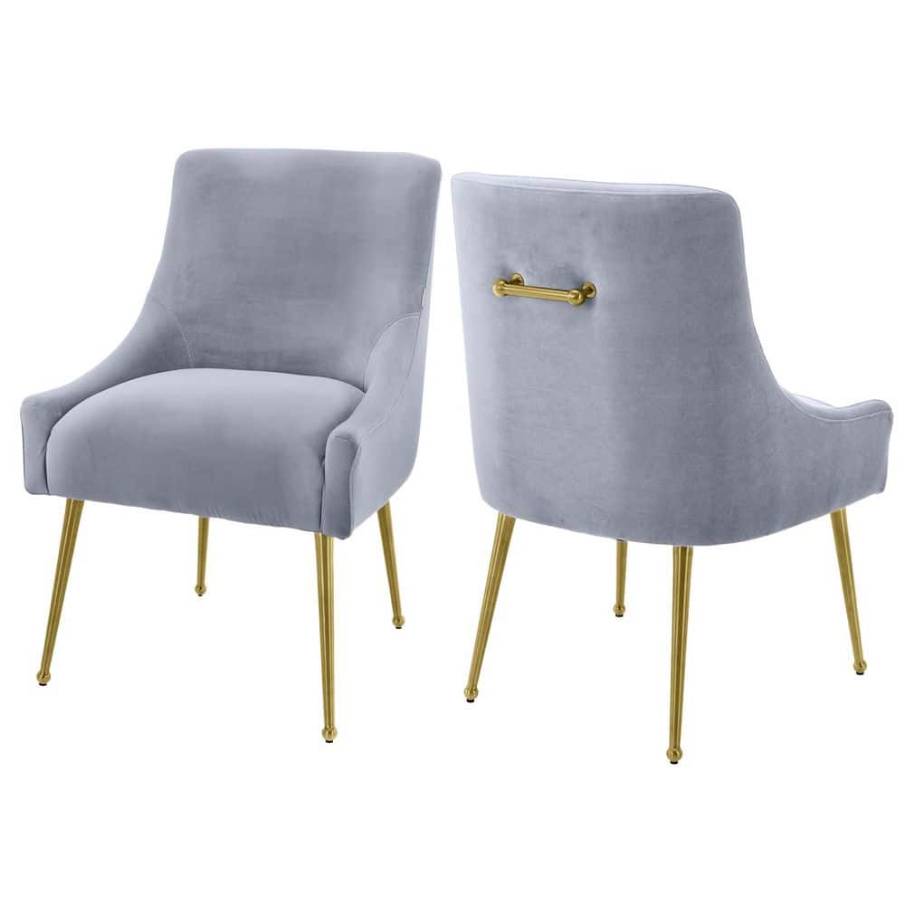 2-Piece Gray Velvet Upholstered Chair Set with Gold Metal Legs Stain Resistant for Dining Living Room price history on PriceWatchPro