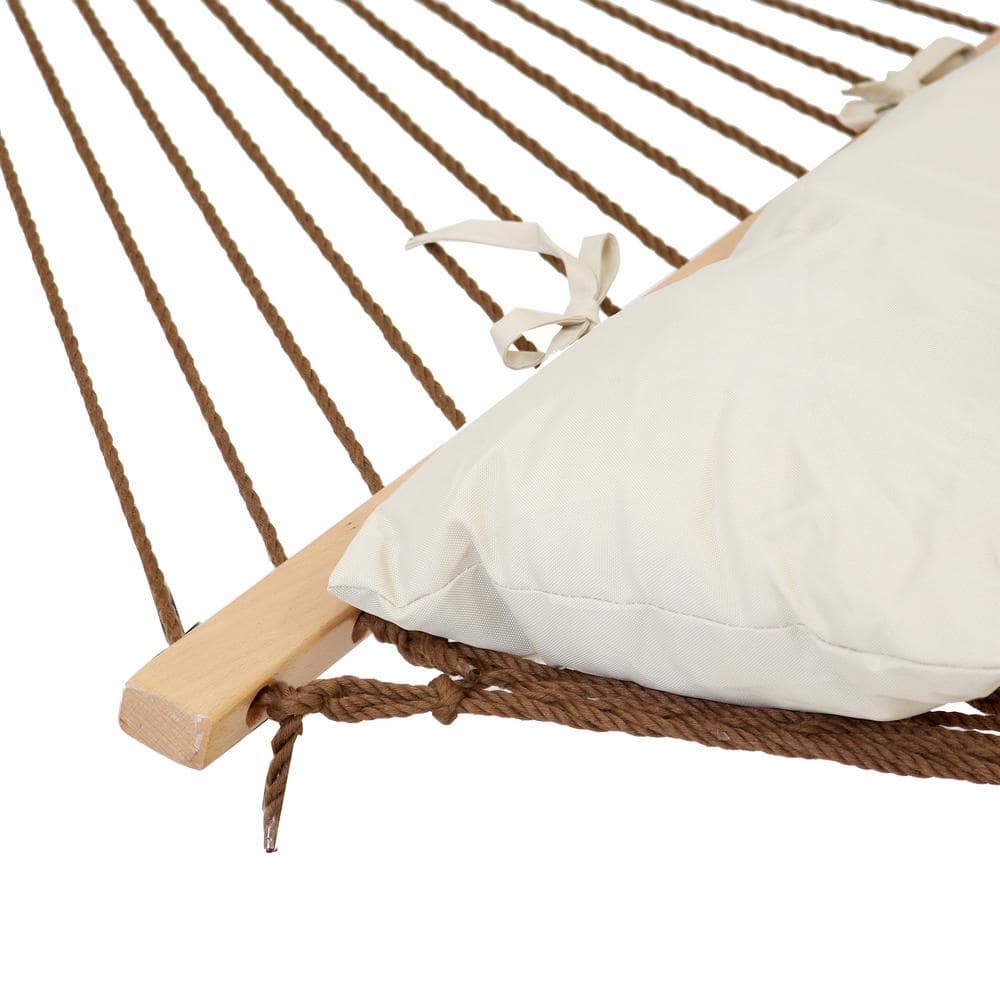Sunnydaze Brown Double Polyester Rope Hammock with Pillow