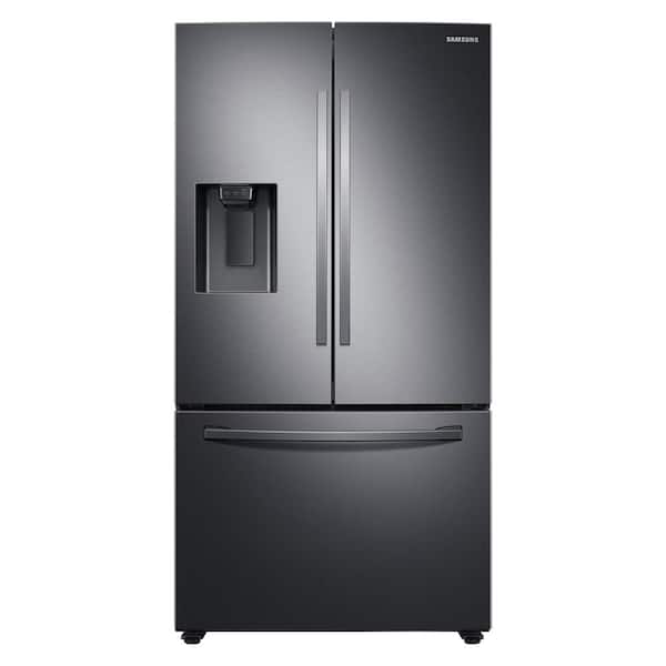Samsung 35.75 in. W 27 cu. ft. 3-Door French Door Refrigerator in Fingerprint Resistant Black Stainless Steel, Standard Depth