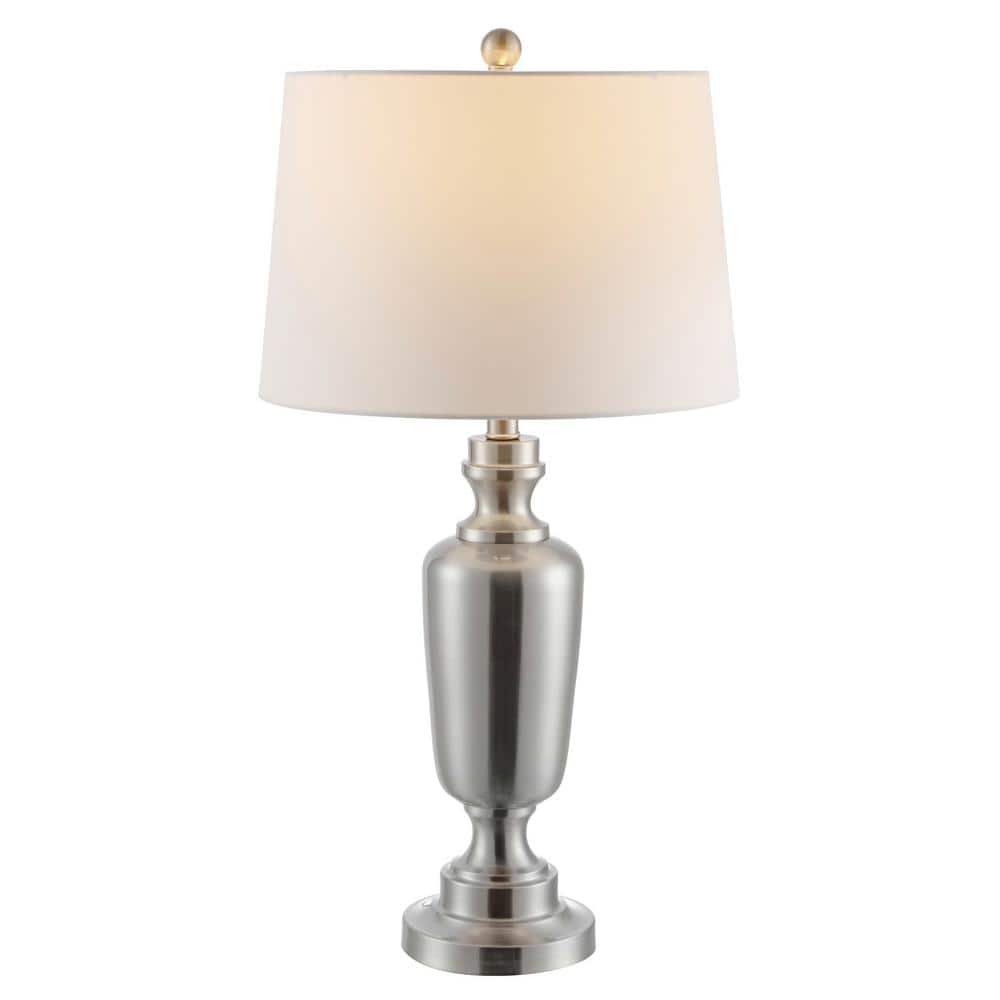 Ezra Nickel Iron Table Lamp with White Shade
