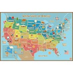 24 in. x 36 in. Multi-Colored Kids USA Dry Erase Map Wall Decal