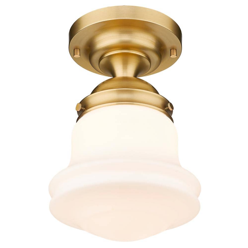 Heritage Brass and Opal Glass Globe LED Flush Mount