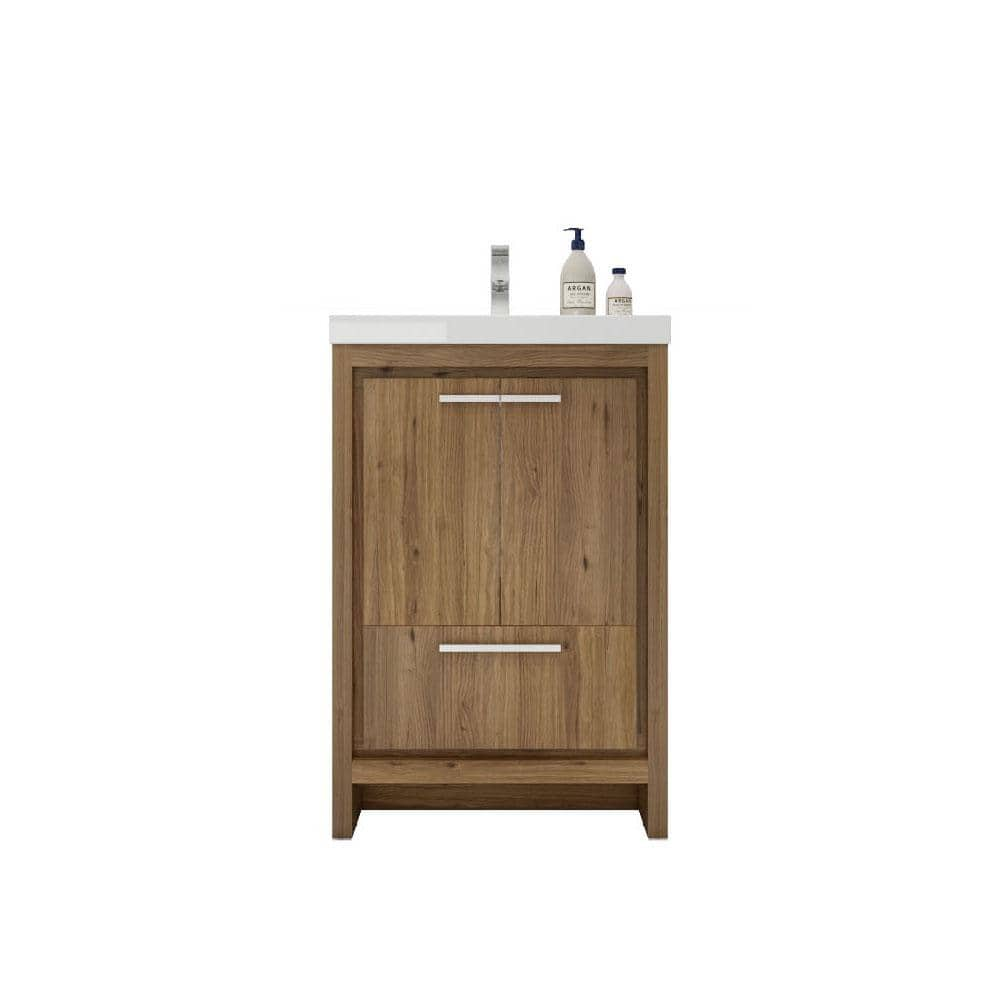 MORENO BATH Dolce 24 in. W Bath Vanity in Natural Oak with Reinforced ...