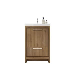 Dolce 24 in. W Bath Vanity in Natural Oak with Reinforced Acrylic Vanity Top in White with White Basin