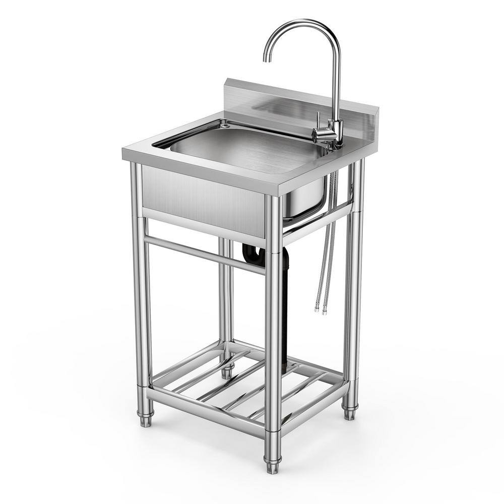 22 in. Freestanding Stainless Steel 1-Compartment Commercial Kitchen ...