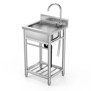 22 in. Freestanding Stainless Steel 1-Compartment Commercial Kitchen Sink with Faucet