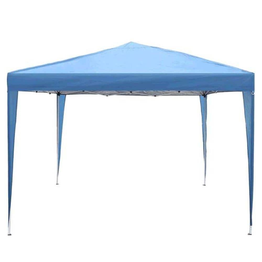Foldable 10 ft. x 10 ft. Blue Pop-Up Canopy Tent with Mesh Sidewall Height 