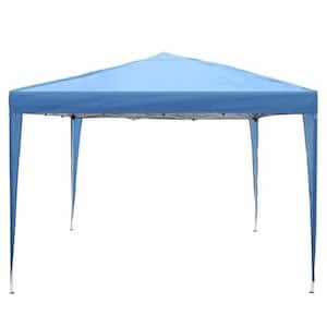 Foldable 10 ft. x 10 ft. Blue Pop-Up Canopy Tent with Mesh Sidewall Height Adjustable Outdoor Gazebos with Carrying Bag