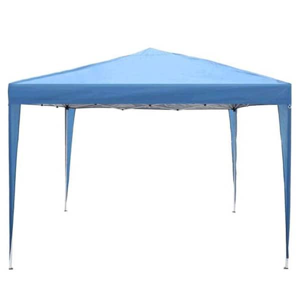 Unbranded Foldable 10 ft. x 10 ft. Blue Pop-Up Canopy Tent with Mesh Sidewall Height Adjustable Outdoor Gazebos with Carrying Bag