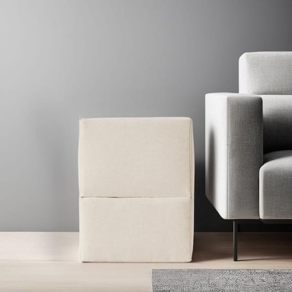 Benjara Meso 17 in. Oyster Ivory Nuvella Rectangular Wood Side Table with Storage