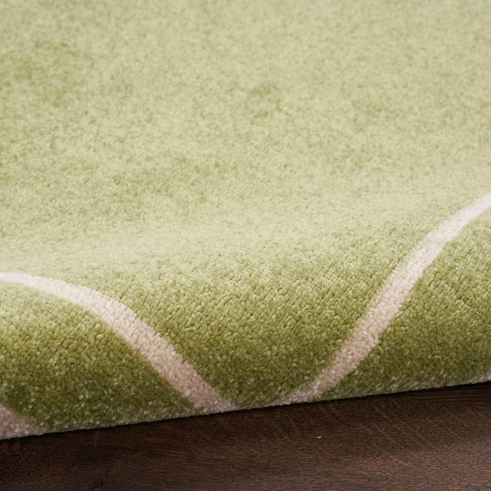 Green Ivory Reversible Synthetic 8x10 Area Rug