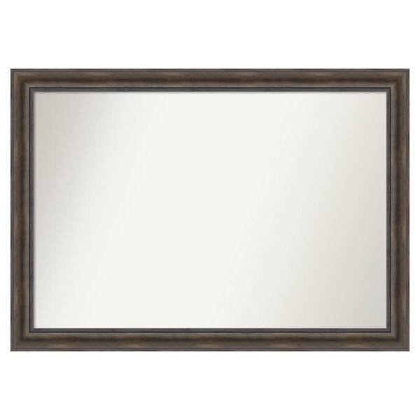 Amanti Art Rustic Pine Brown 51.5 in. x 36.5 in. Custom Non-Beveled Wood Framed Batthroom Vanity Wall Mirror
