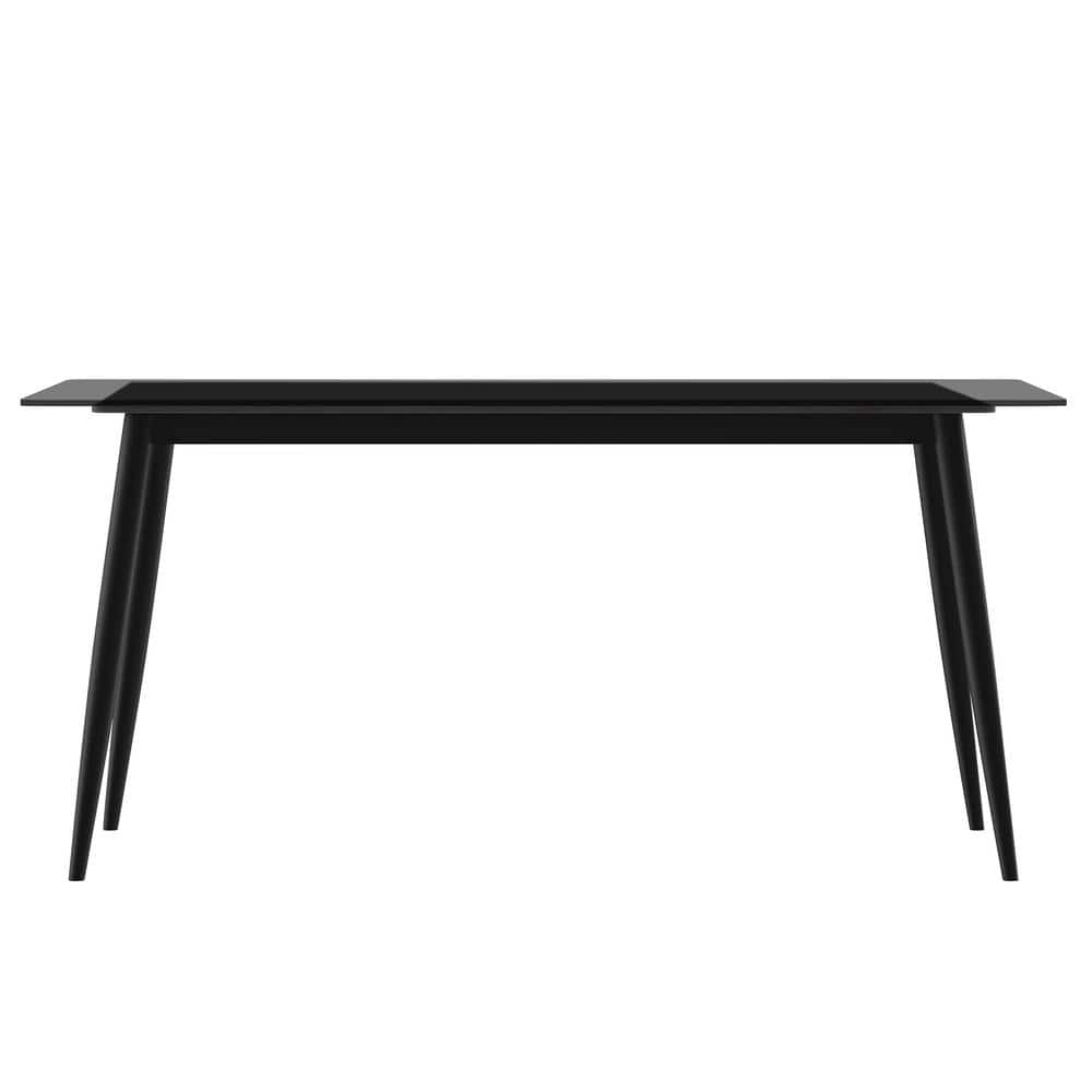 Zayle 71" Clear Glass Rectangular Dining Table with Black Steel Base