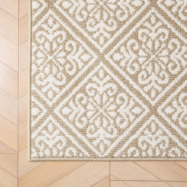 Austell 2- Tone Berber/Ivory 2 ft. x 5 ft. Geometric Polypropylene Runner Rug