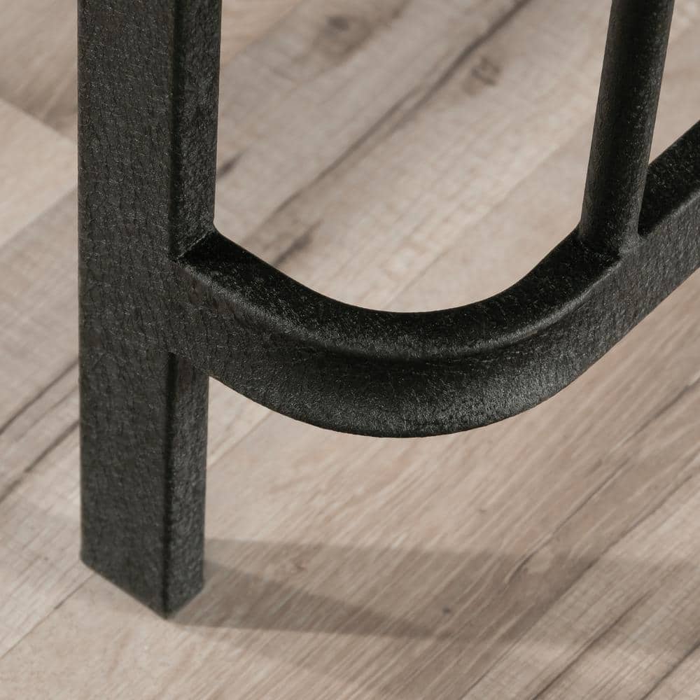 Etched Oak and Black Metal Writing Desk