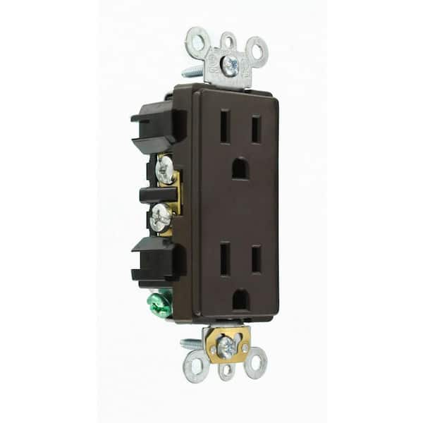 Leviton Decora Plus 15 Amp 125 V Heavy Duty Duplex Outlet/Receptacle, Brown (1-Pack) 16252