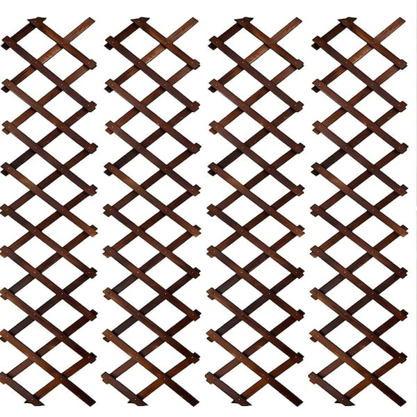 13 in. x 68 in. Garden Trellis Expandable Wooden Lattice Brown 4 Piece