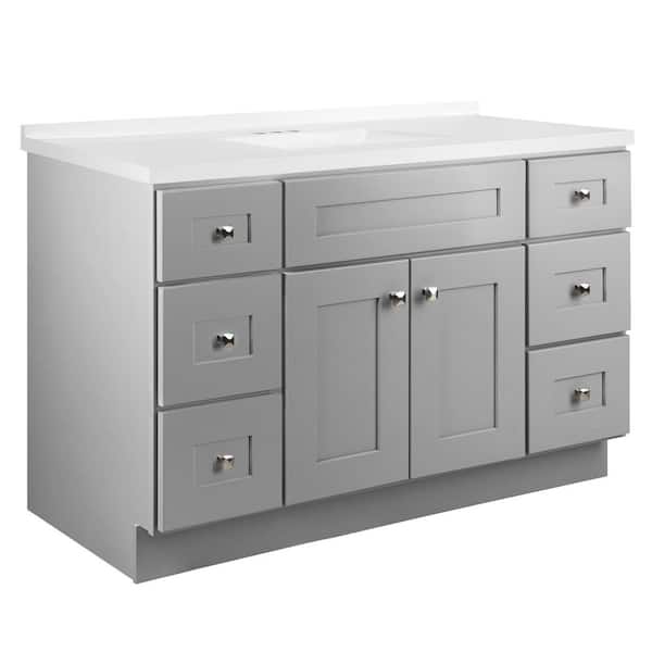 Brookings 49 in. W 1 Sink Bath Vanity in Gray with Modern White Cultured Marble Top Assembled