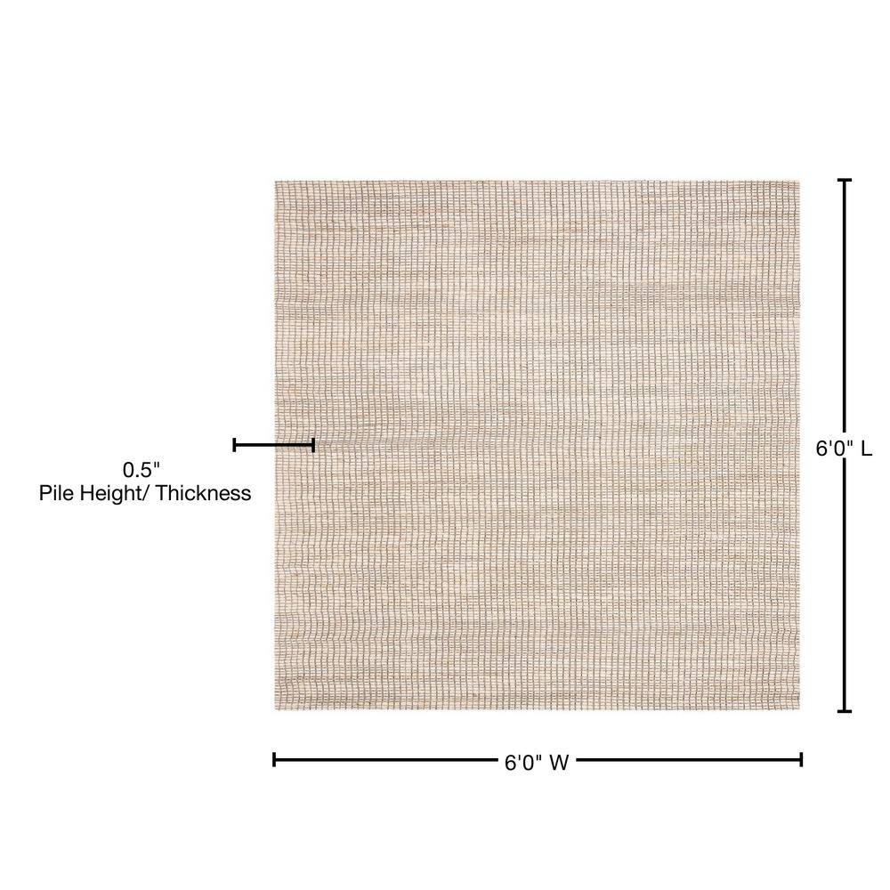 Elegant Ivory 6' x 6' Square Hand-Woven Wool & Viscose Area Rug