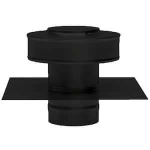 3 in. D Aluminum Round Back Static Roof Vent Roof Jack in Black with 2 in. Collar and 2 in. Tail Pipe