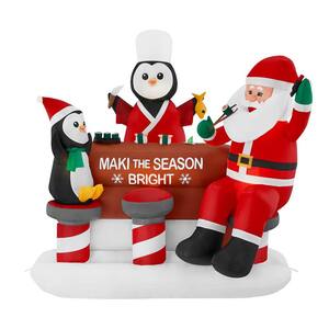 5 ft Sushi Santa and Penguins Holiday Inflatable