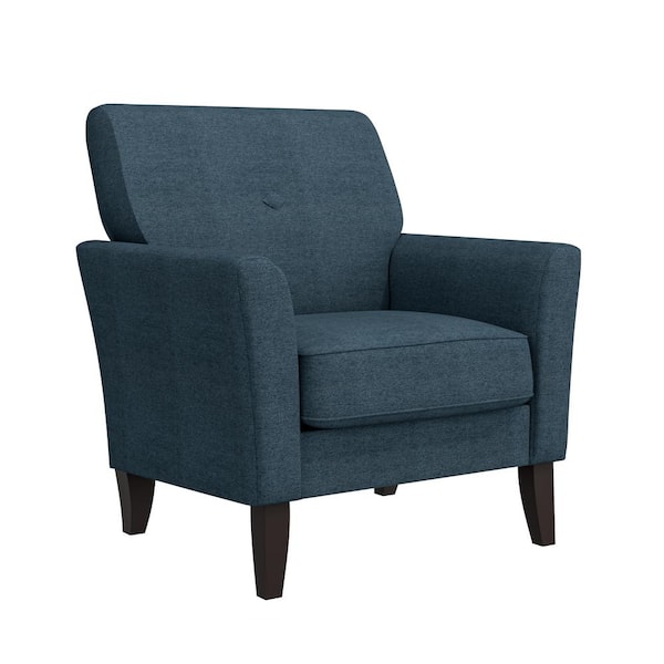 Handy Living Alex Caribbean Blue Plush Low-Pile Velour Fabric Transitional Flared Arm Chair