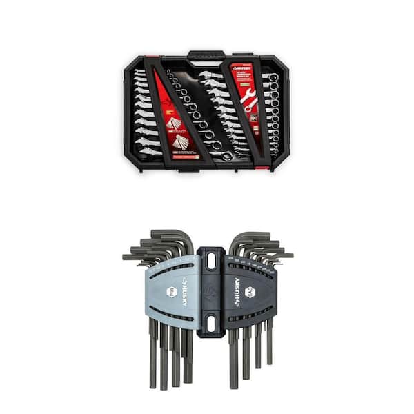 SAE/MM Combination Wrench Set (24-Piece) and SAE/Metric Long Arm Hex Key Set (26-Piece) Combo