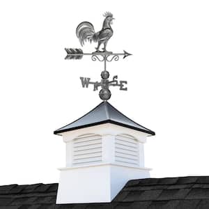 Coventry 18in.x18in. Square x51in. High Vinyl Cupola with Black Aluminum Roof and Dark Zinc Aluminum Rooster Weathervane
