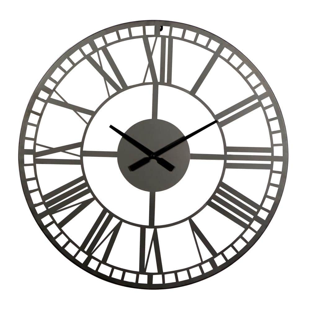 Litton Lane Black Metal Open Frame Analog Wall Clock 91849 - The