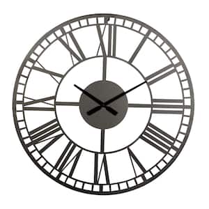 Black Metal Open Frame Analog Wall Clock