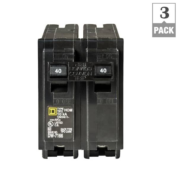 Square D Homeline 40 Amp 2-Pole Circuit Breaker (3-Pack)