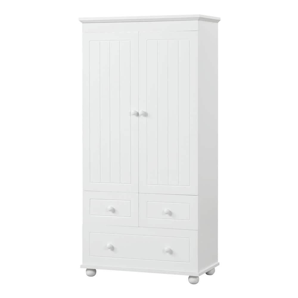 30.6 in. W x 15.8 in. D x 62.7 in. H White Linen Cabinet with 3-Drawer