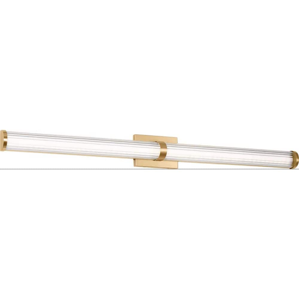 Syden 48 in. W x 4.75 in. H Satin Brass LED Transitional Dimmable Bathroom Vanity Light with Clear Fluted Glass price history on PriceWatchPro