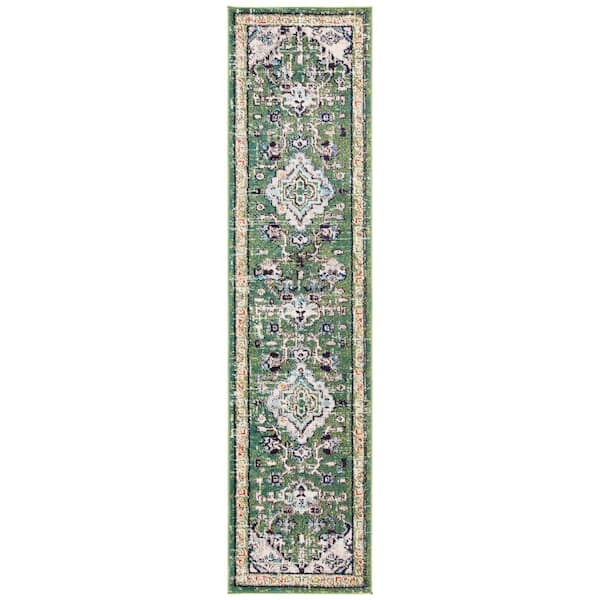 Madison Green/Turquoise 2 ft. x 14 ft. Runner Rug