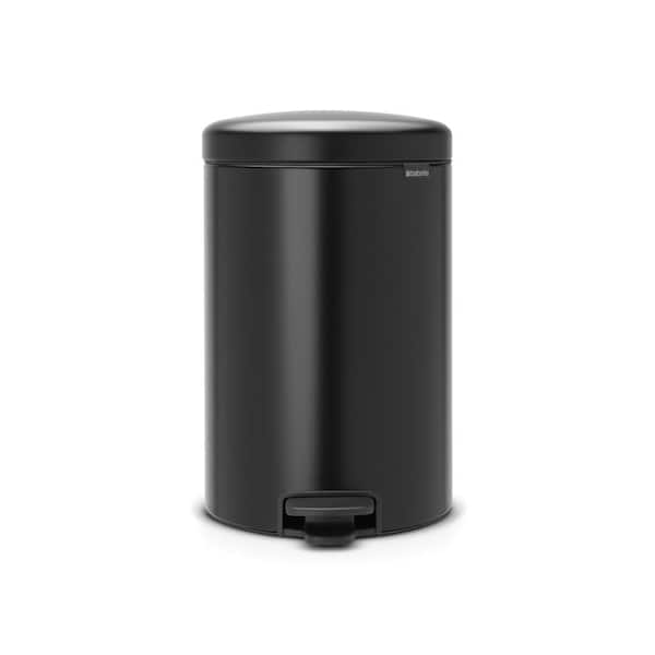NewIcon 5.3 Gal. Matte Black Steel Step-On Trash Can