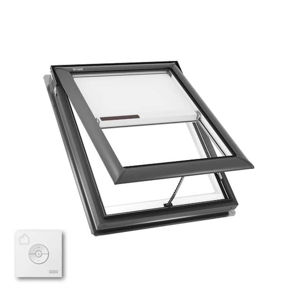 30-1/16 x 37-7/8 in. Manual Venting Deck Mount Skylight with Laminated LowE3 Glass, Solar Powered Room Darkening Shade