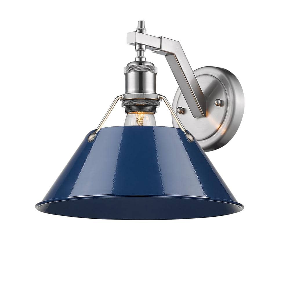 Orwell Pewter 10'' Transitional Sconce with Navy Shade