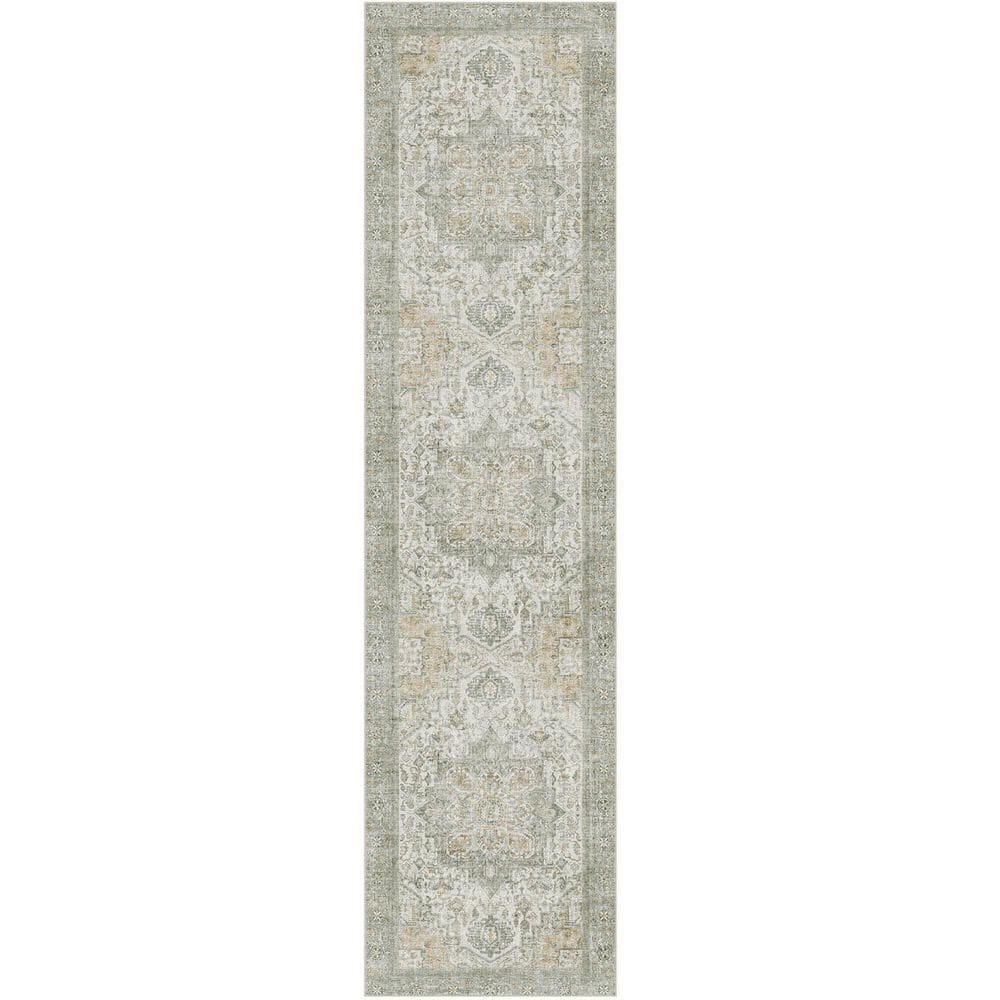 Kaponi Green Brown 2 ft. x 8 ft. Vintage Washable Medallion Distressed Runner Rug price history on PriceWatchPro