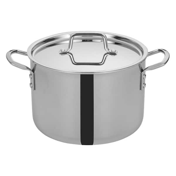 Winco 8 qt. Triply Stainless Steel Stock Pot with Cover