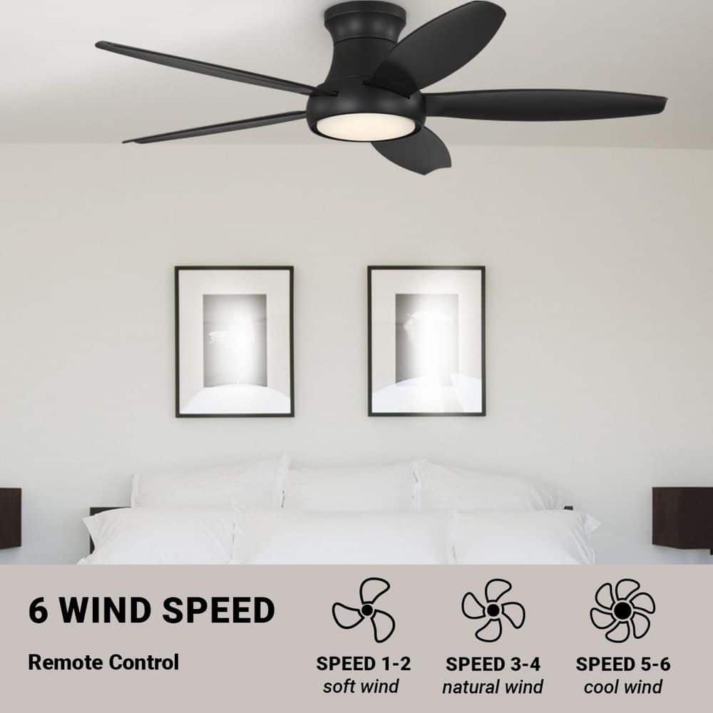 Hampton Bay Tamsin 52 in. Matte Black Flush Mount Standard Ceiling