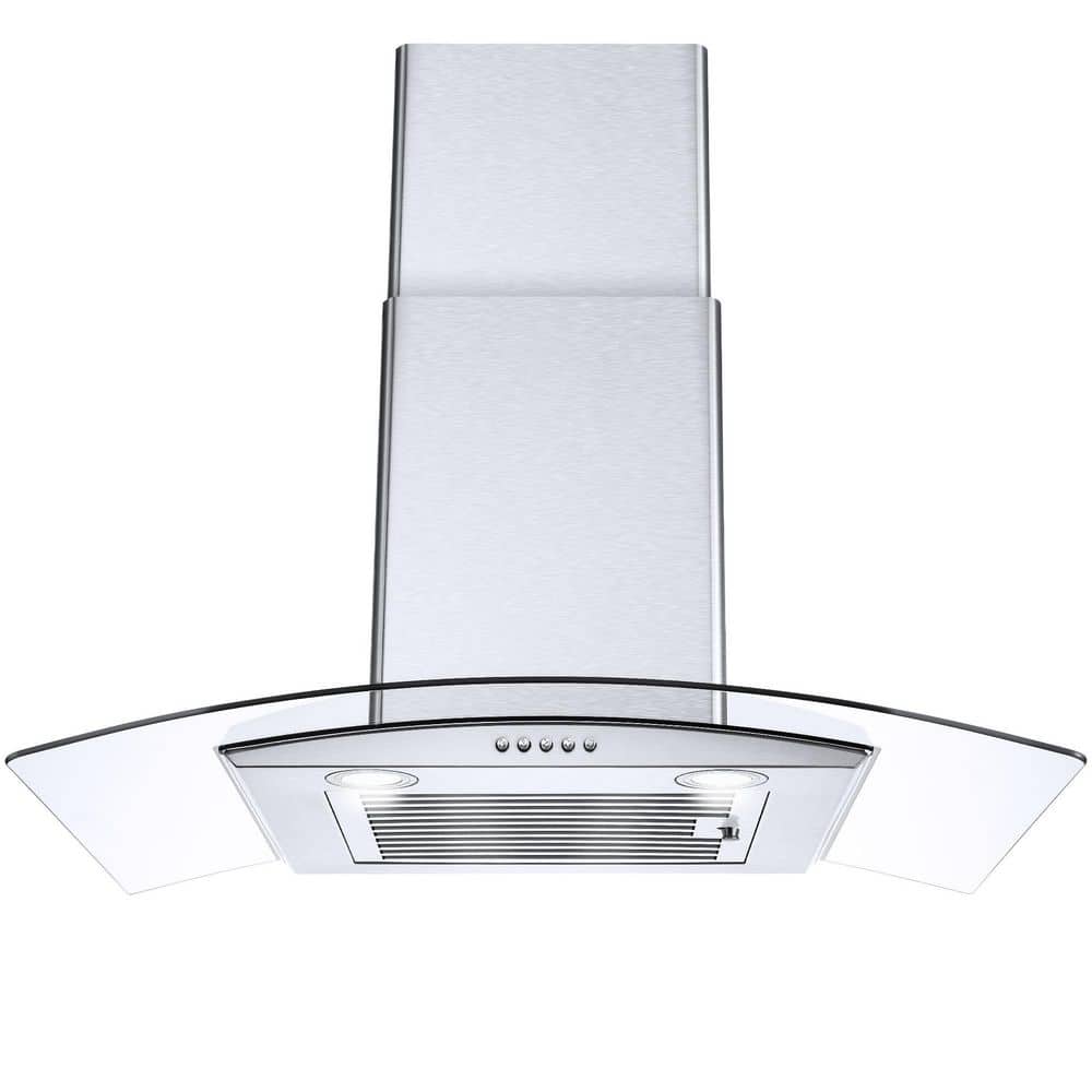 30 Inch Convertible Wall Mount Range Hood with Tempered Glass 3 Speed in Sliver