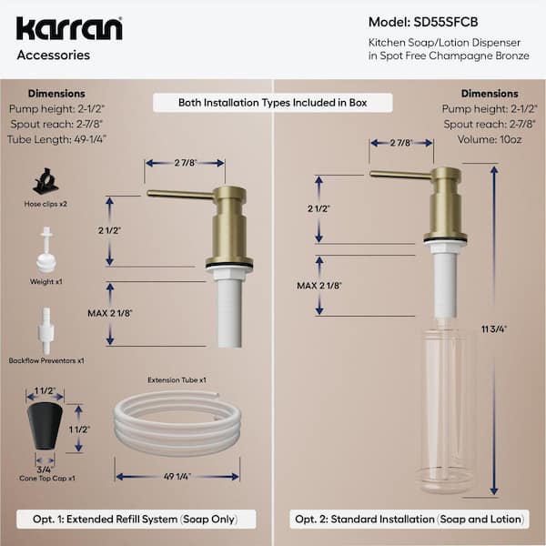Karran SD55 Soap Dispenser in Spot Free Champagne Bronze SD55SFCB
