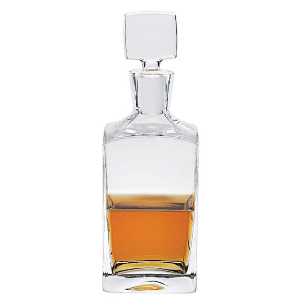 Badash Crystal 10.25 in. High 32 oz. Enzo Square European Mouth Blown Lead Free Crystal Decanter