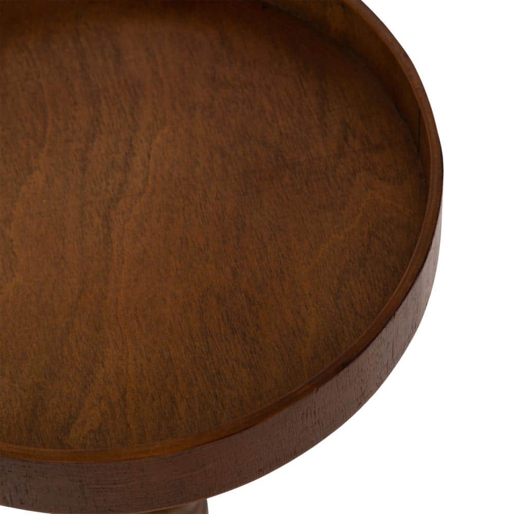 Bellport Rustic Brown Round Wood Pedestal End Table