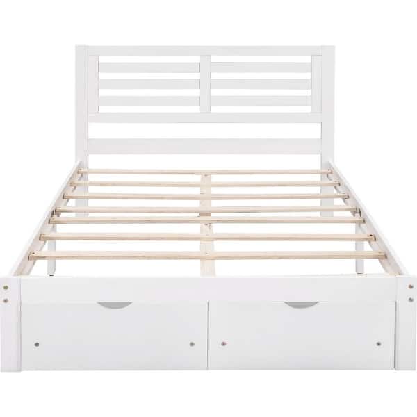 Scheiden Boom Niet meer geldig GODEER White Full Size Platform Bed with Drawers AJ532525EEO - The Home  Depot