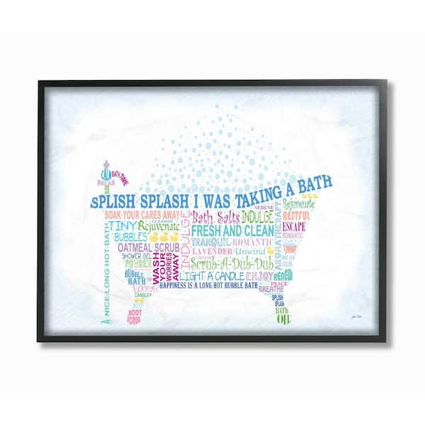 16 In X 20 In Splish Splash Typography Bathroom Art By Janet White Wood Framed Wall Art Wrp 1059 Fr 16x20 The Home Depot